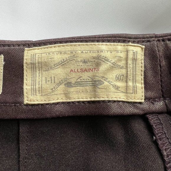 ALL SAINTS Pencil Skirt, Purple Coated Demin Skirt sz 2 - Picture 3 of 6